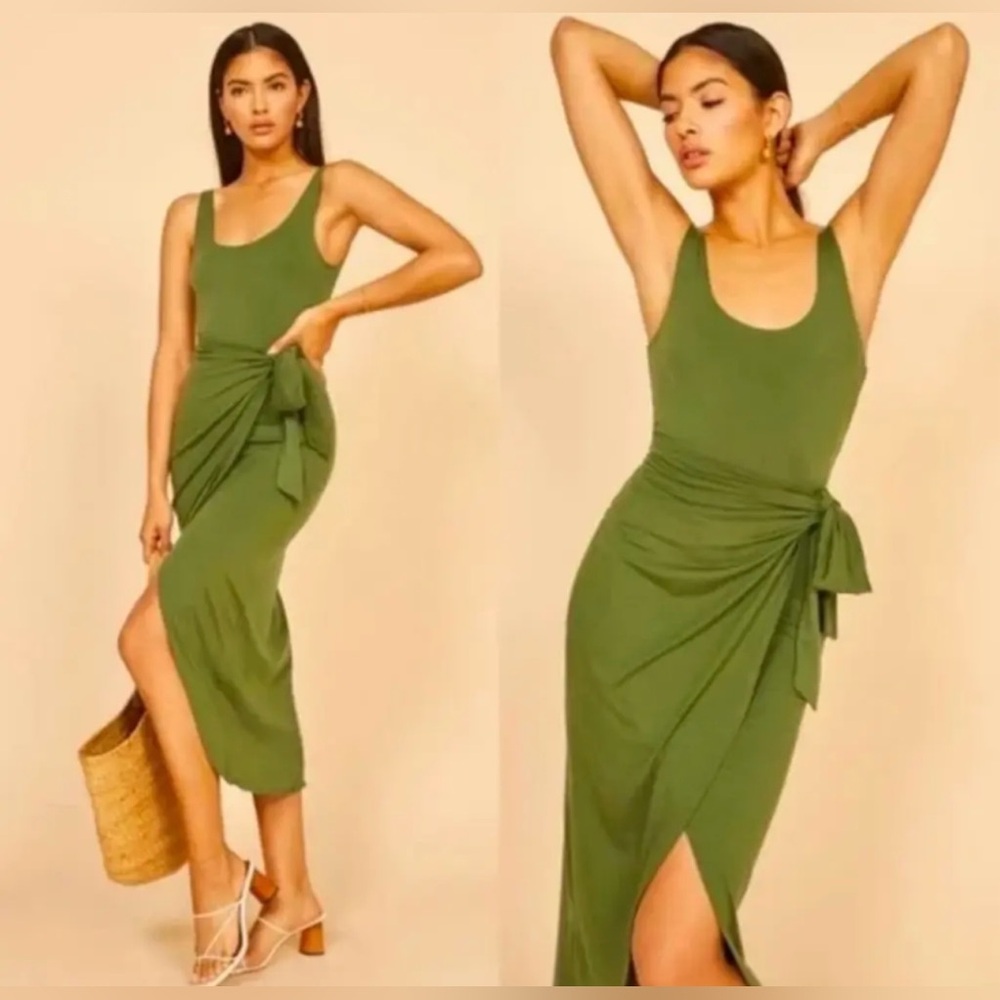 Reformation Green High Low Dress
